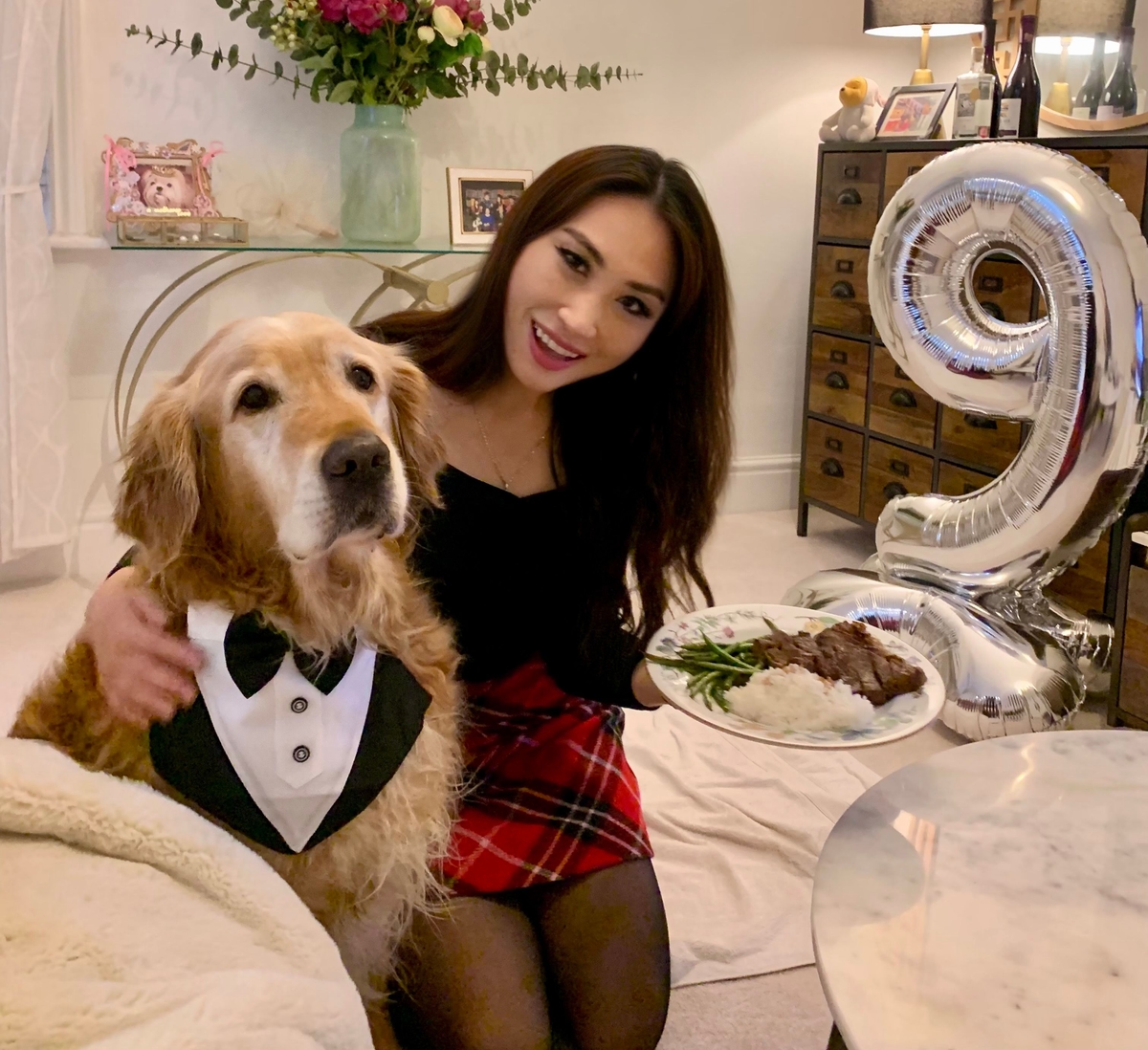 Maxine and her borrowed Golden Retriever Stanley