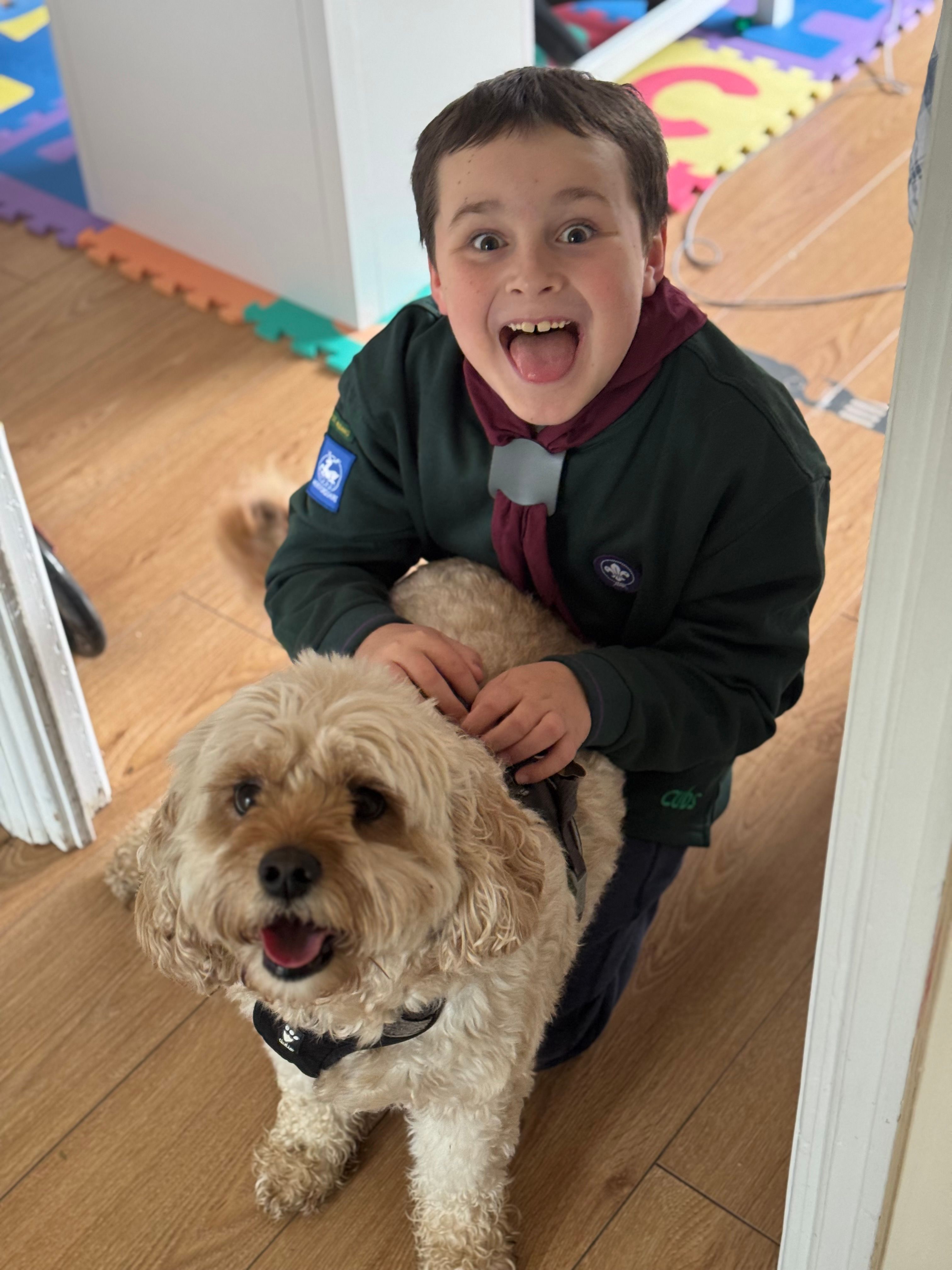 Little boy with Mollie the Dog